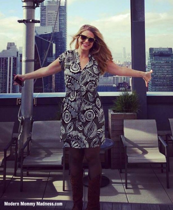 Enjoying the rooftop view in New York City.